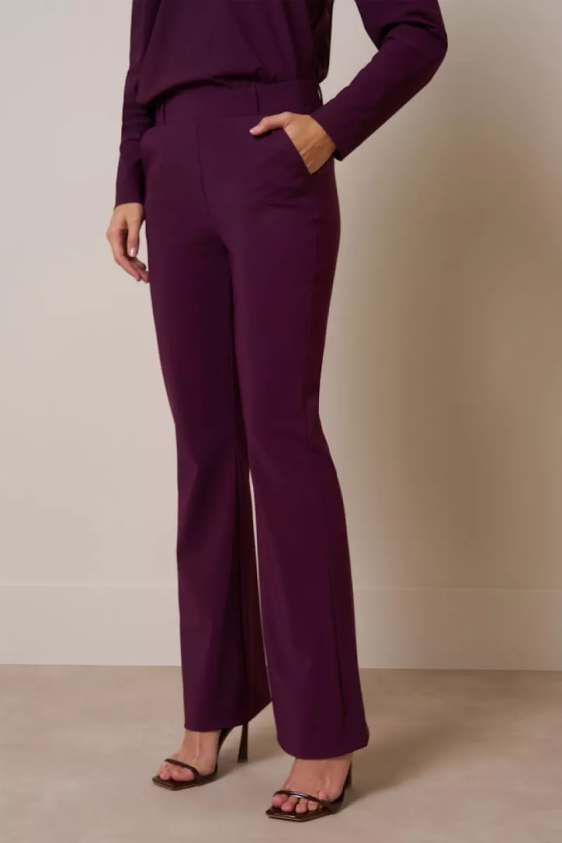 STUDIO ANNELOES-Flair long bonded trousers-13347-3800 Blackberry-BORDEAUX
