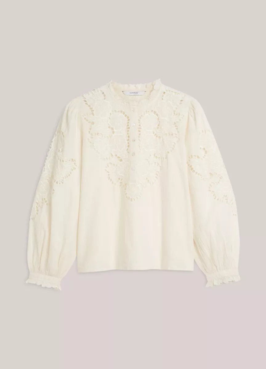 Summum-Top embroidered cambric cotton-2s3448-12420-122 Ivory-OFF WHITE