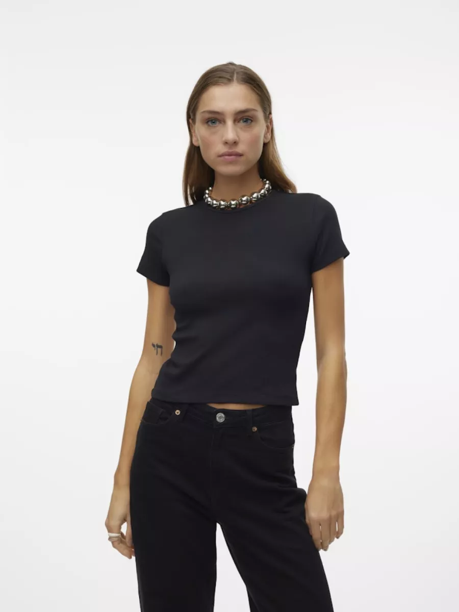 VERO MODA-VMCHLOE SS SHORT TOP JRS NOOS-10306894-Black-BLACK