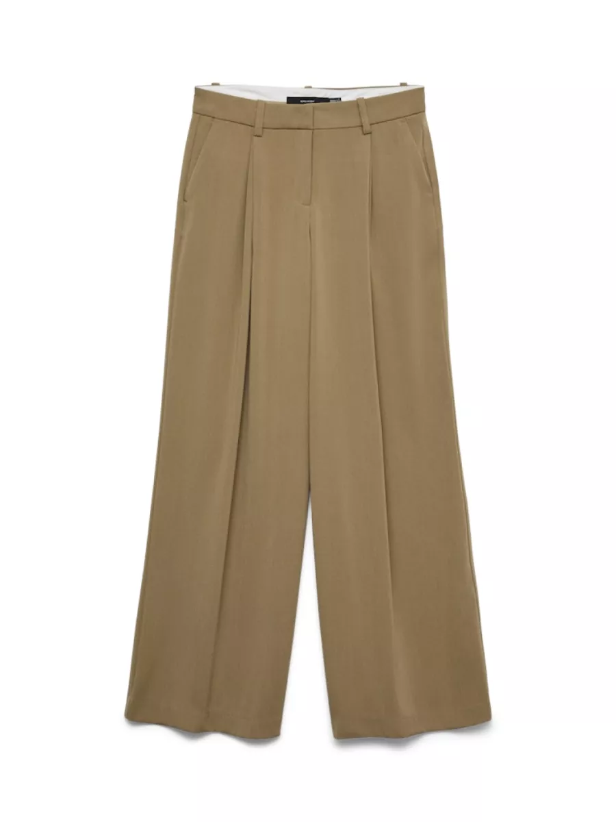 VERO MODA-VMTENA MW WIDE PANT-10340019-Kelp-BRUIN