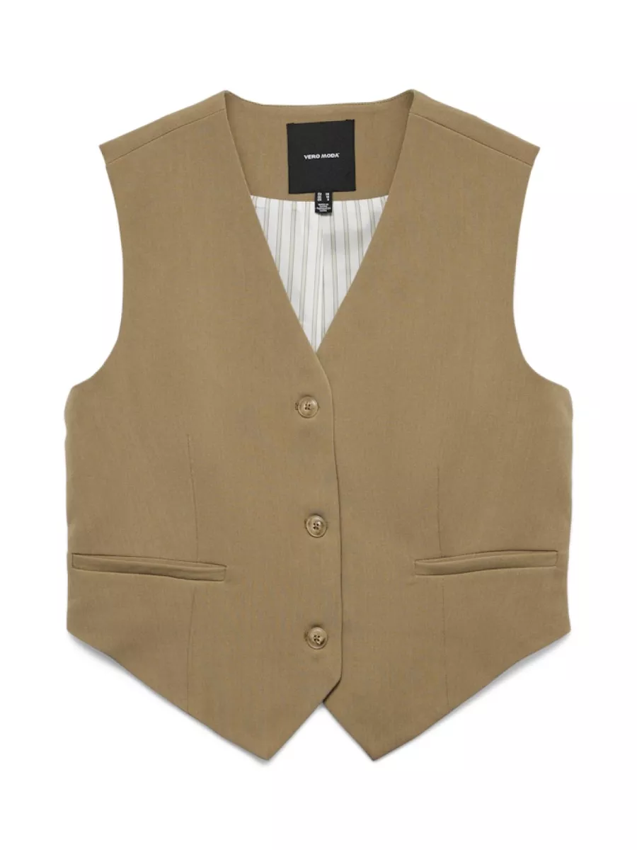 VERO MODA-VMTENA SL WAISTCOAT-10340018-Kelp-BRUIN