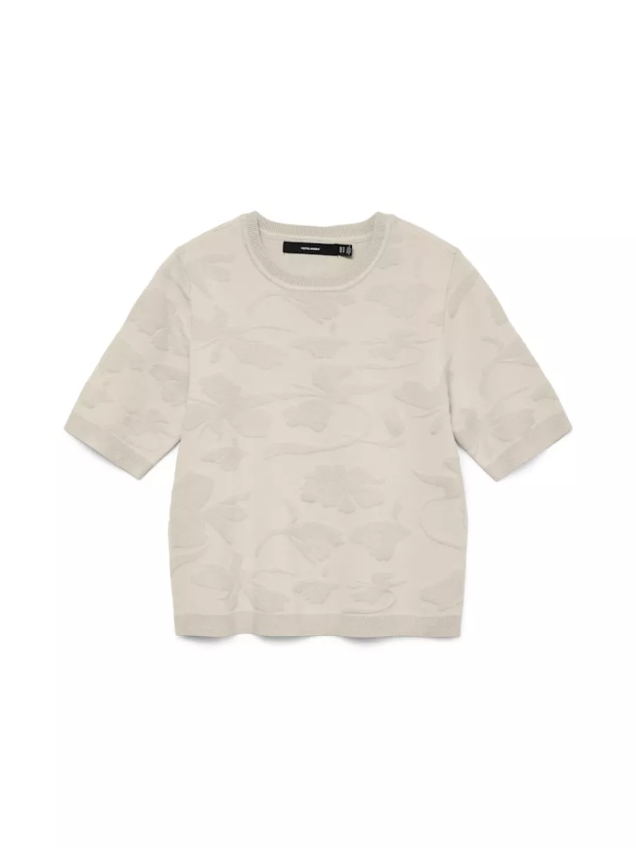 VERO MODA-VMVISTA 2/4 O-NECK PULLOVER BOO-10340131-Birch-CREME