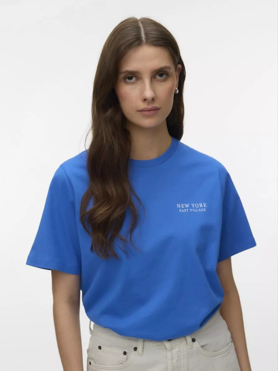 VERO MODA-VMYVONNE CATY SS TOP BOX JRS-10338502-Nebulas Blue-BLUE