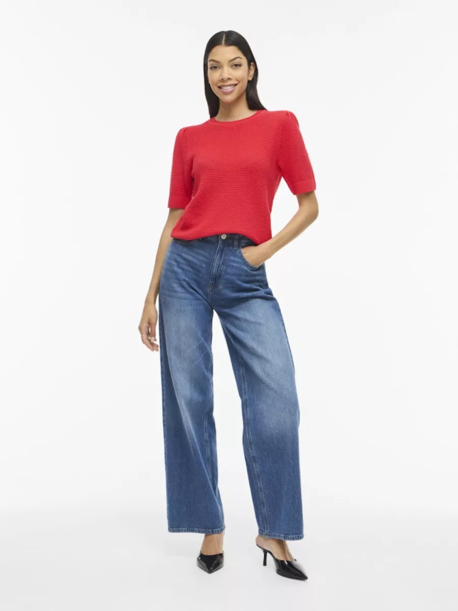 vila-vidalo-o-neck-s-s-knit-top-noos-14084421-hibiscus-rood-2 VILA-VIDALO O-NECK S/S KNIT TOP - NOOS-14084421-Hibiscus-ROOD