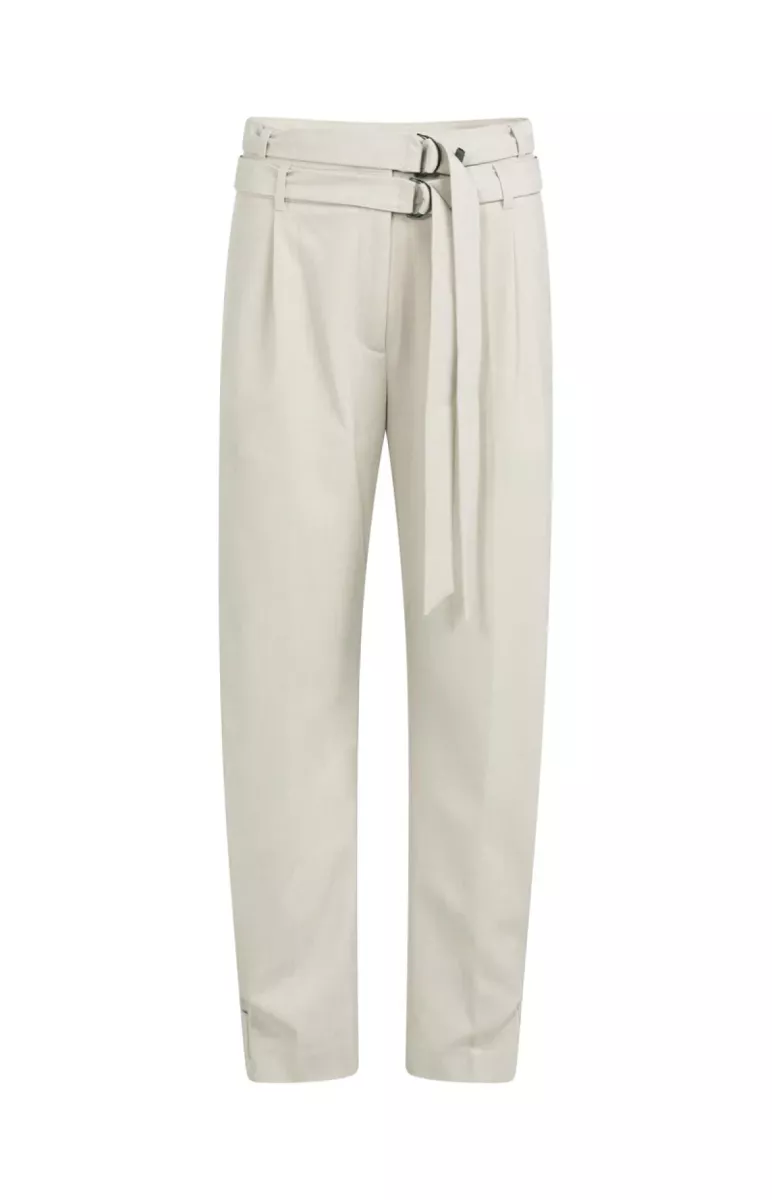 YAYA-Broek met dubbele riem; Polyester/Viscose/Elastane; 99044-01-301242-602-99044-BEIGE