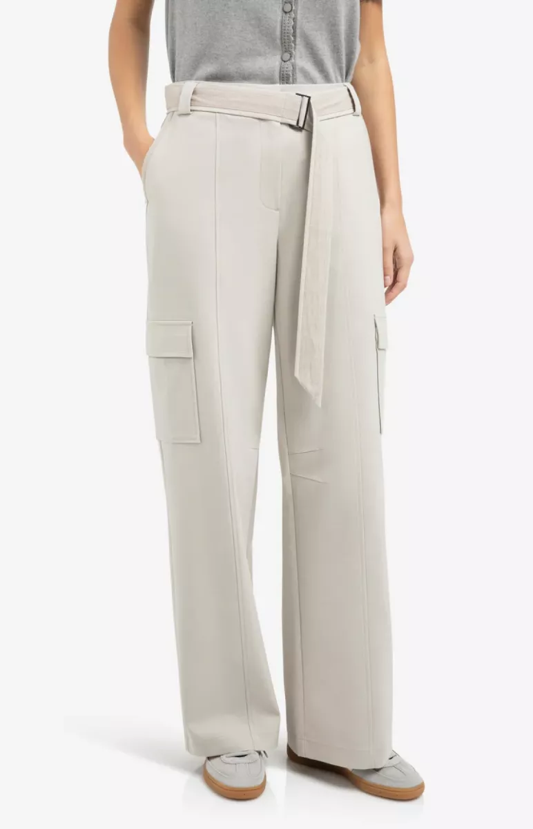 YAYA-Cargo broek met riem; Polyester/Rayon Silk/Wool/Elastane; 99055-01-301244-602-99055-GRIJS