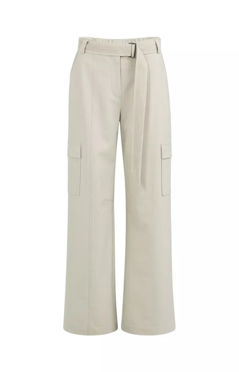 YAYA-Cargo broek met riem; Polyester/Rayon Silk/Wool/Elastane; 99055-01-301244-602-99055-GRIJS