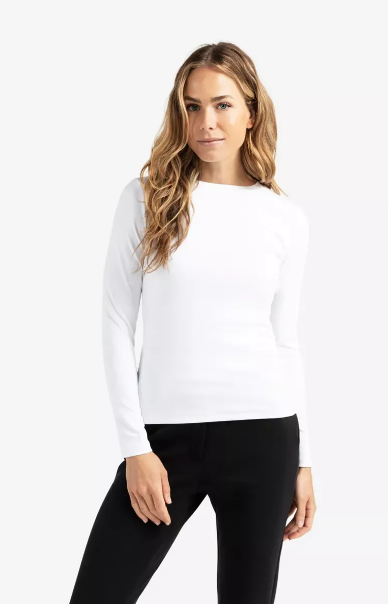 YAYA-T-shirt with long sleeves; Cotton/Elastane-01-719040-N-00000-OFF WHITE