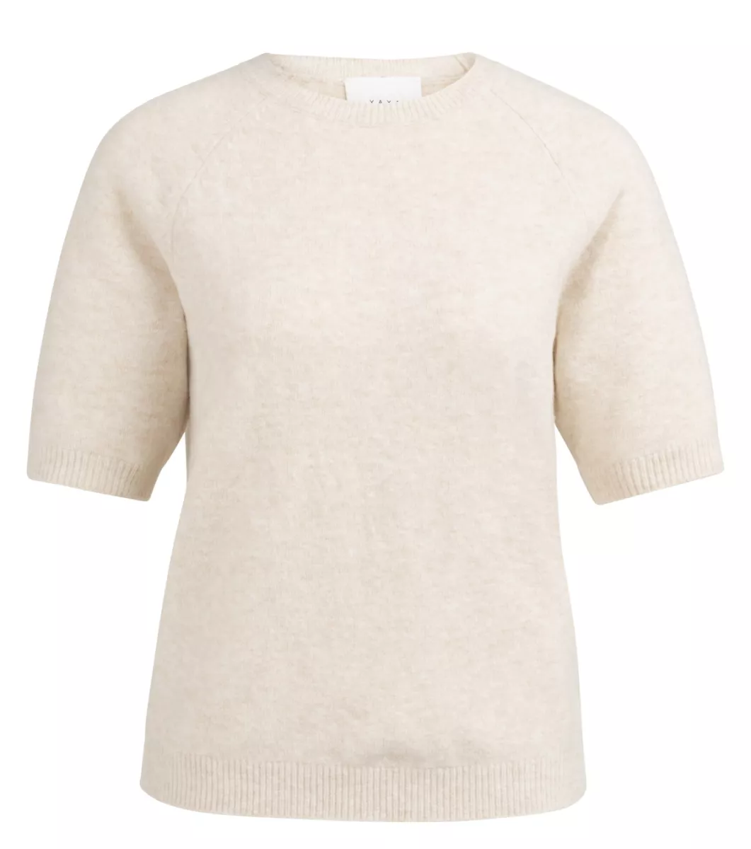 YAYA-Zachte trui met korte mouwen; Acrylic/Polyamide/Cotton/Elastane; 990442-01-000458-602-990442-BEIGE