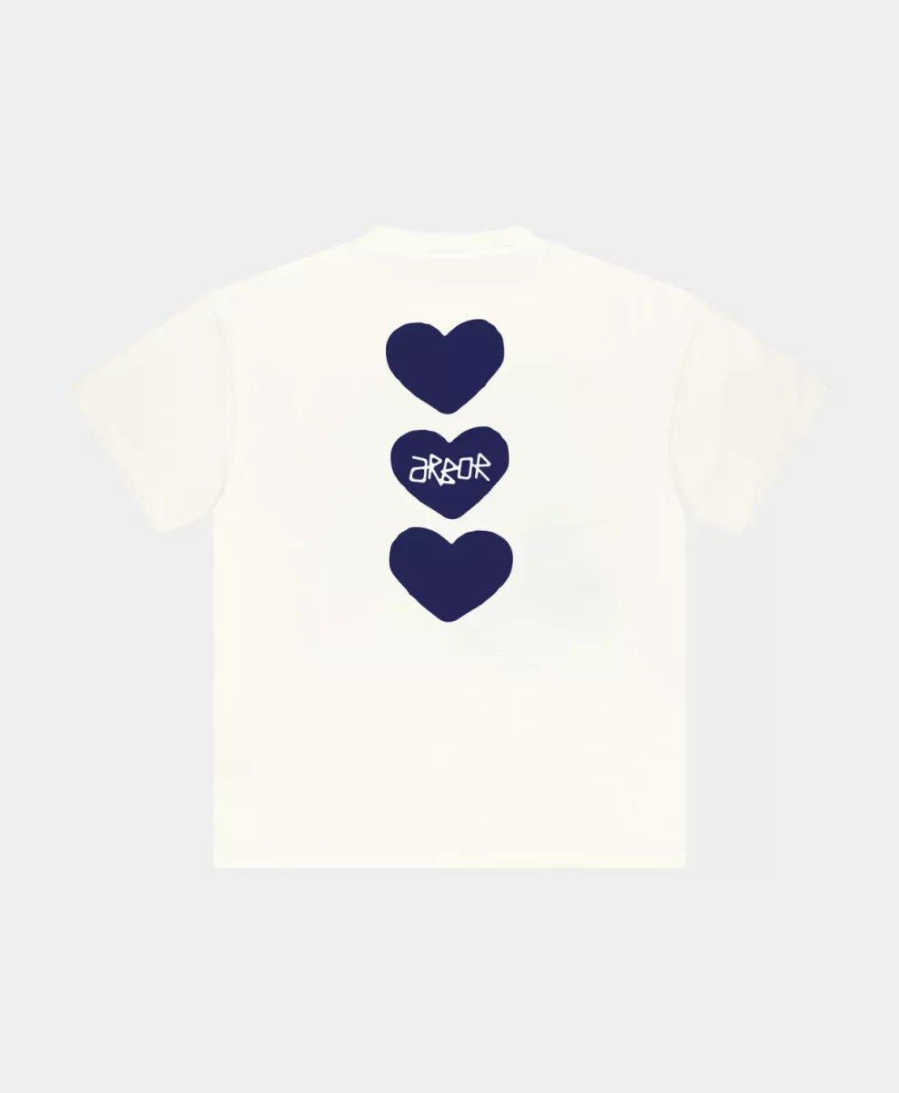 Arbor antwerp--Triple hearts t-shirt-Blue-BLAUW