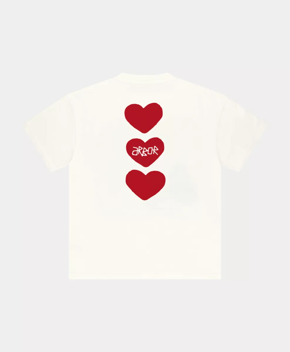Arbor antwerp--Triple hearts t-shirt-Red-ROOD