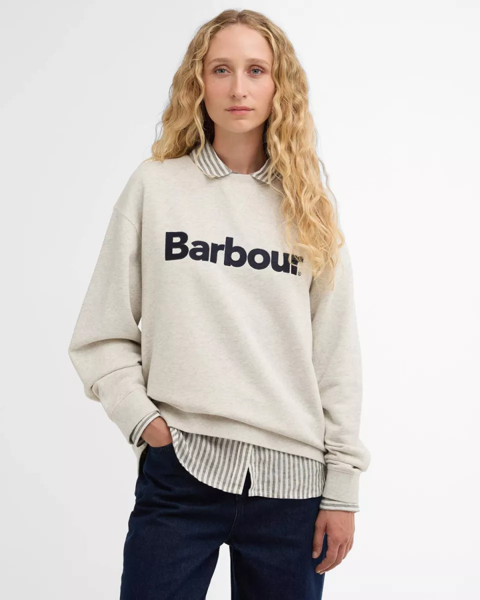 Barbour-Hartland crew sweatshirt-LOL0672-WH71 Cloud marl-OFF WHITE