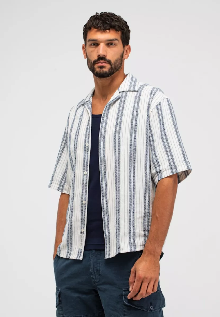 BUTCHER OF BLUE-Alex stripe shirt-M2614042-890 Alaska blue-NAVY