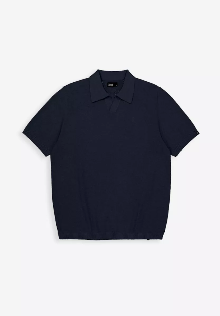 BUTCHER OF BLUE-Boucle knit polo-M2616003-890 Alaska blue-BLAUW