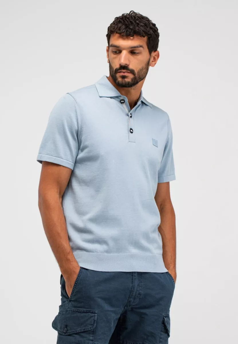 BUTCHER OF BLUE-Clifden co polo ss-M2616018-856 Shark blue-LICHT BLAUW