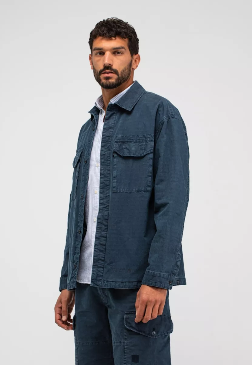 BUTCHER OF BLUE-Dan ripstop overshirt-M2614002-890 Alaska blue-NAVY