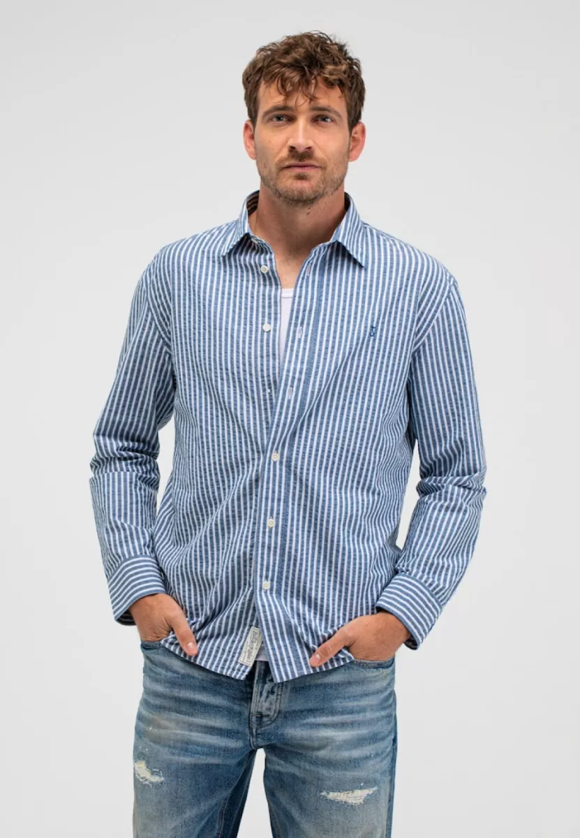 BUTCHER OF BLUE-Naele stripe shirt-M2614009-890 Alaska blue-BLAUW
