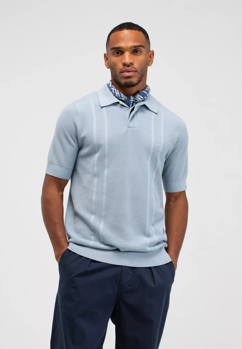 BUTCHER OF BLUE-Ripley knit polo-M2616001-856 Shark blue-LICHT BLAUW