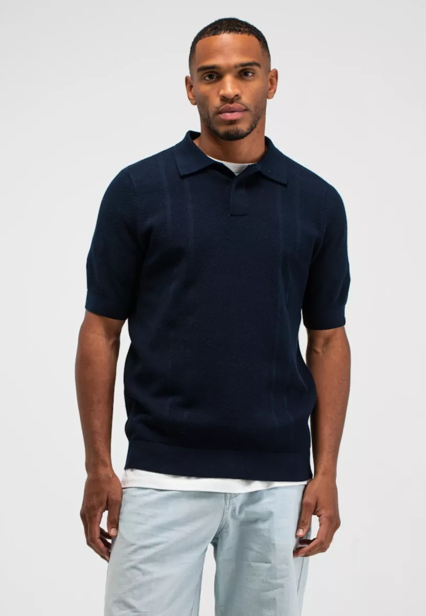 BUTCHER OF BLUE-Ripley knit polo-M2616001-890 Alaska blue-NAVY