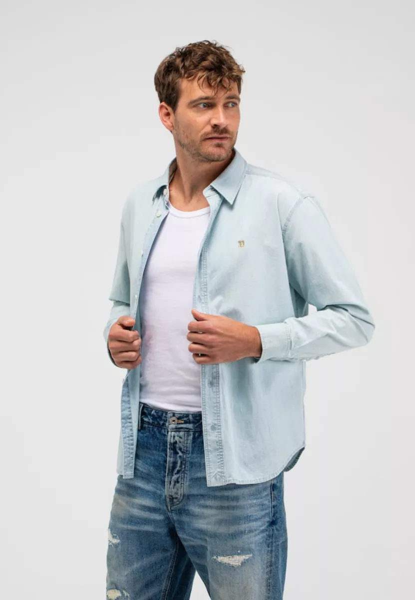 BUTCHER OF BLUE-Upton chambray shirt-M2614030-856 Shark blue-LICHT BLAUW