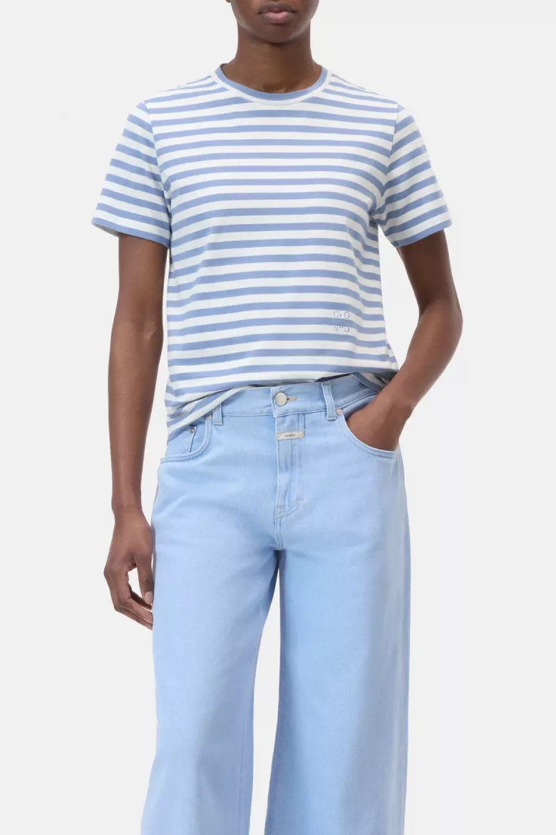 Closed-Basic t-shirt-C95200-44H-ST-531 Stone blue-BLAUW