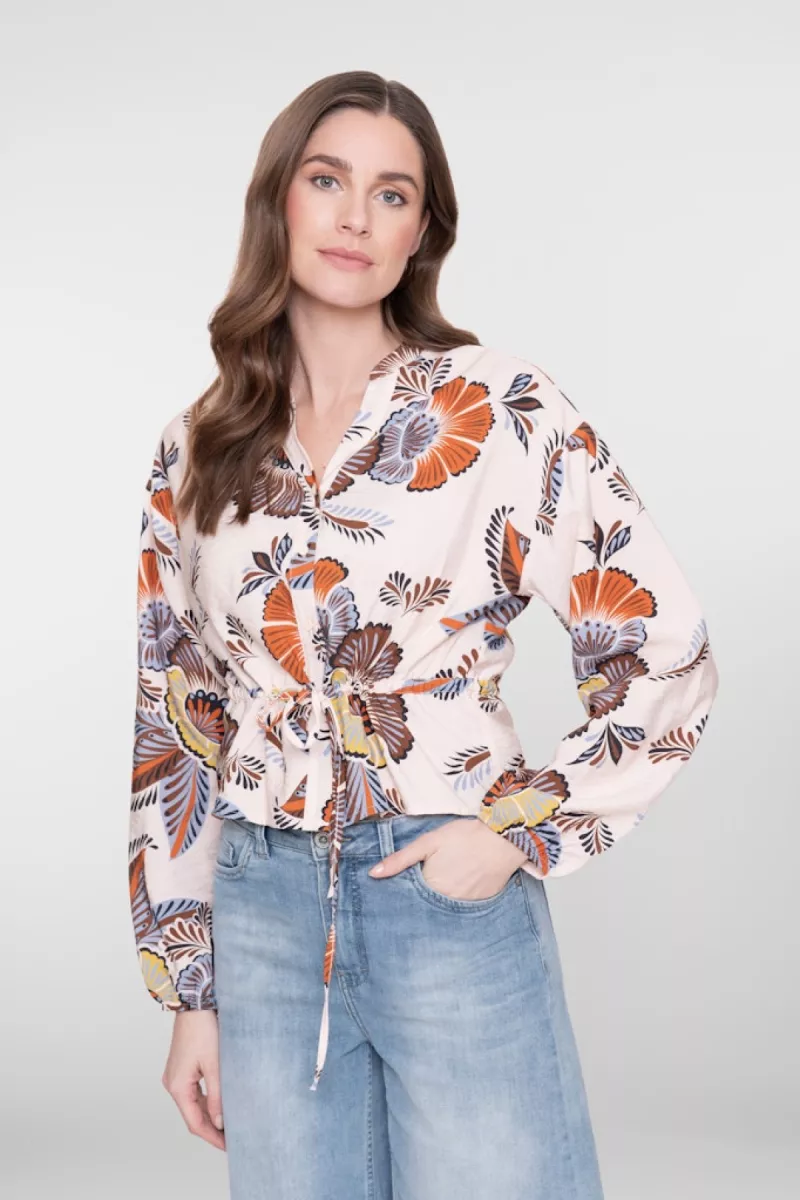 GEISHA-Blouse-63261-20-718 Ecru/brown/chambray-ECRU