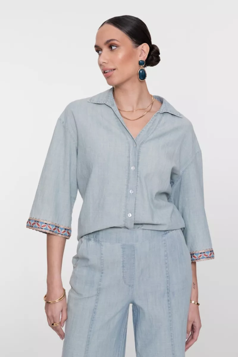 geisha-blouse-chambray-with-tape-63161-70-635-jeansblue-denim-1 GEISHA-Blouse chambray with tape-63161-70-635 Jeansblue-DENIM