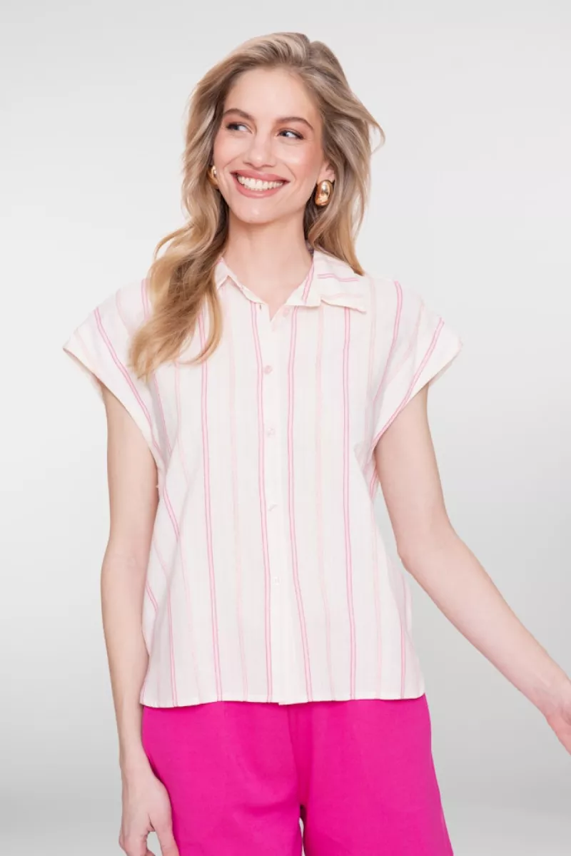 geisha-blouse-stripe-s-sl-63390-70-10-off-white-pink-off-white-1 GEISHA-Blouse stripe s/sl-63390-70-10 Off-white/pink-OFF WHITE