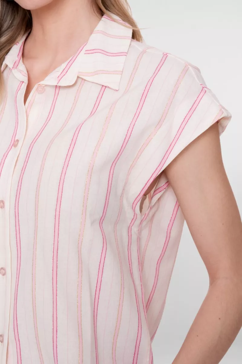 geisha-blouse-stripe-s-sl-63390-70-10-off-white-pink-off-white-3 GEISHA-Blouse stripe s/sl-63390-70-10 Off-white/pink-OFF WHITE