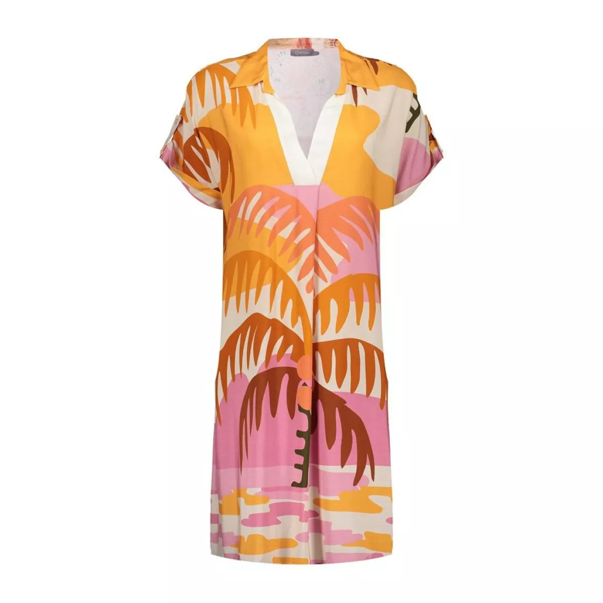 GEISHA-Dress palmtree-67357-70-420 Pink/coral-ROSE
