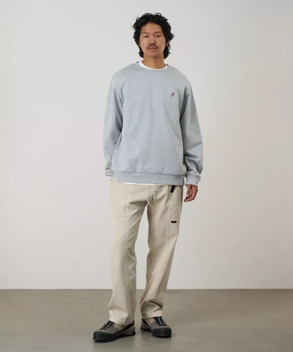 Gramicci-One point crew sweatshirt-G308-FT-Heather grey-GRIJS