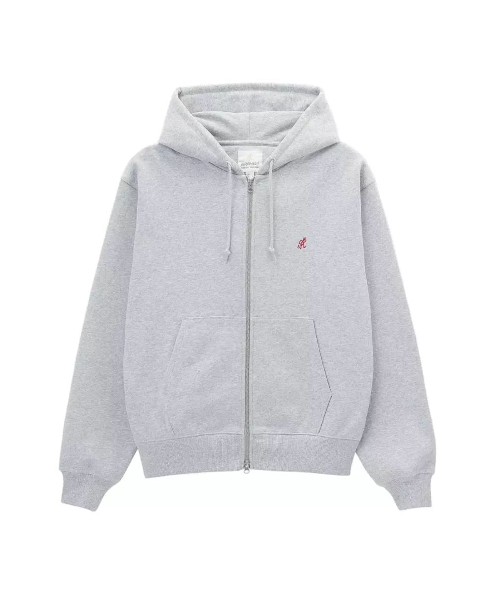 Gramicci-One point zip hooded sweatshirt-G310-FT-Heather grey-GRIJS