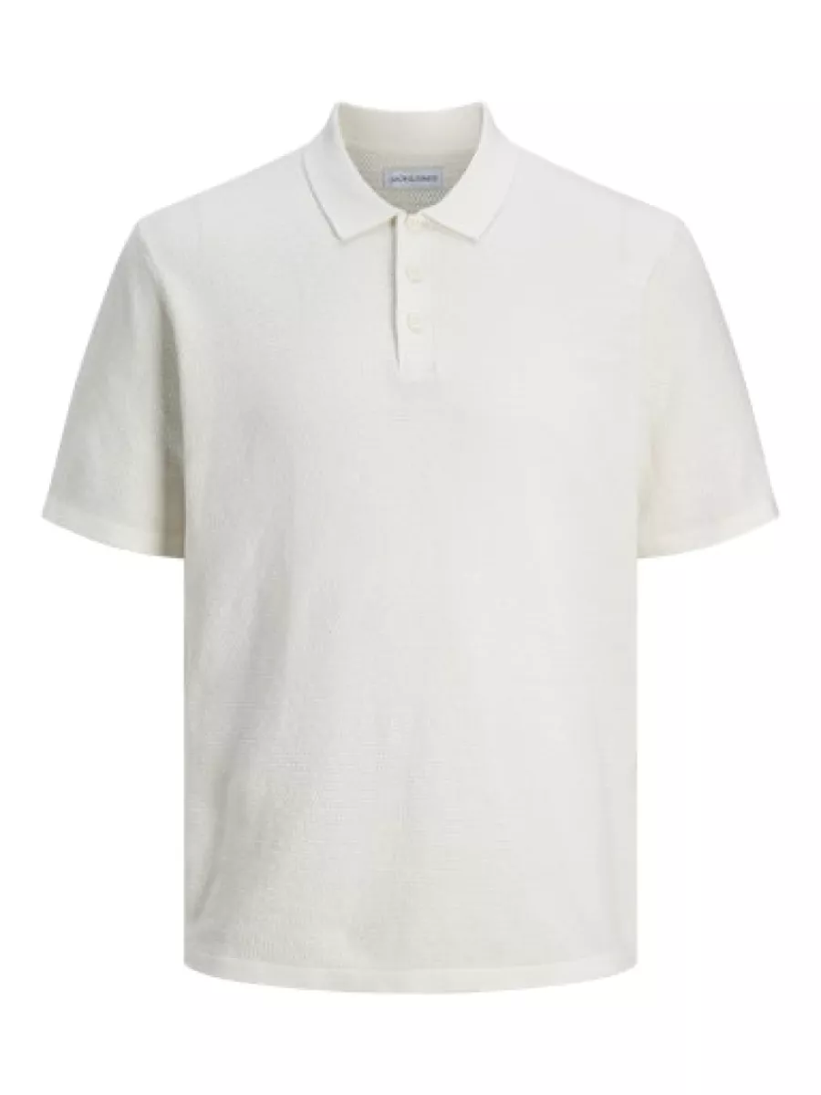 JACK & JONES-JJEGEORGE KNIT POLO SS SN-12268281-Cloud dancer-CREME
