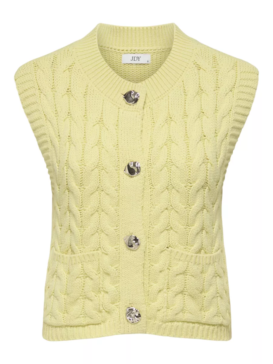 JDY-JDYANNALISE S/L O-NECK CABLE VEST K-15370227-Double Cream-CREME