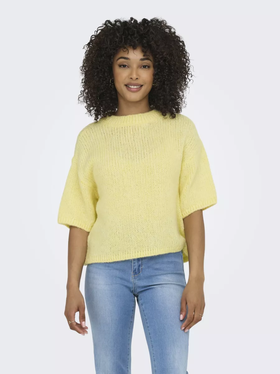 JDY-JDYLINEA S/S PULLOVER O-NECK KNT NO-15367237-Pastel Yellow-GEEL