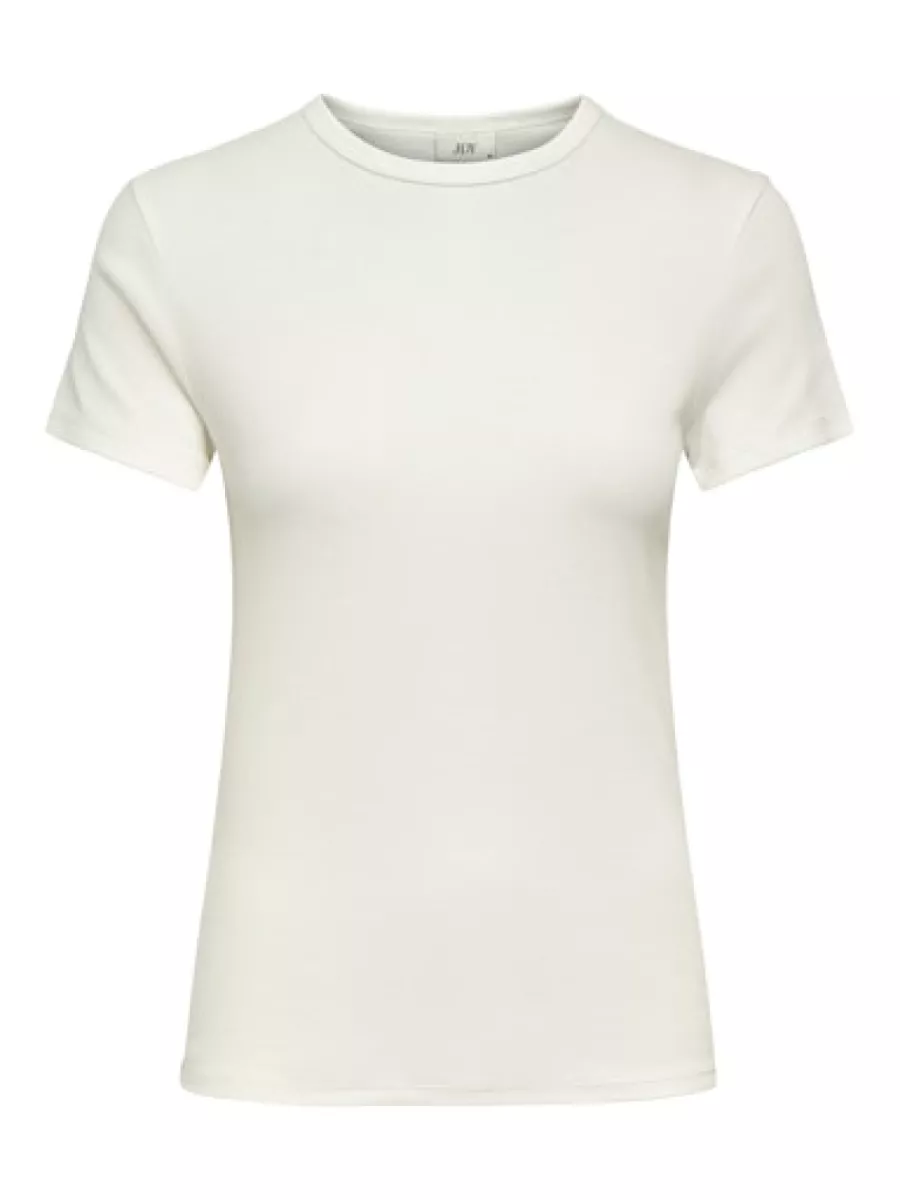 JDY-JDYLUCKY S/S O NECK TOP JRS NOOS-15352288-Cloud Dancer-CREME