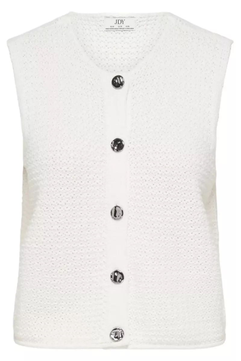 JDY-JDYMARTHA S/L O-NECK VEST KNT-15366197-Cloud Dancer-CREME