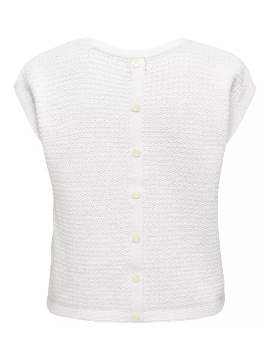 JDY-JDYMARTHA S/S BUTTON BACK PULLOVER-15366252-Cloud Dancer-CREME