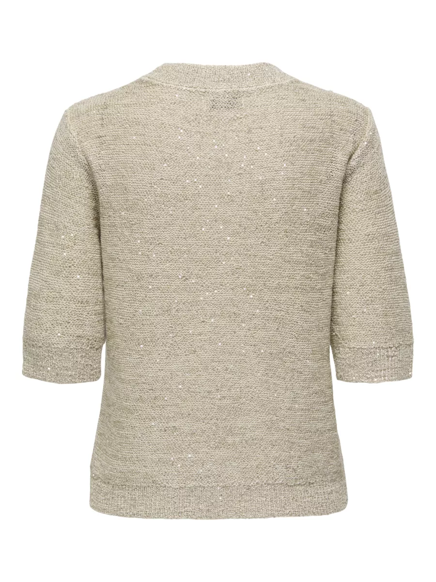 JDY-JDYMIA 2/4 O-NECK SEQUIN PULLOVER K-15366194-Fog-KIT