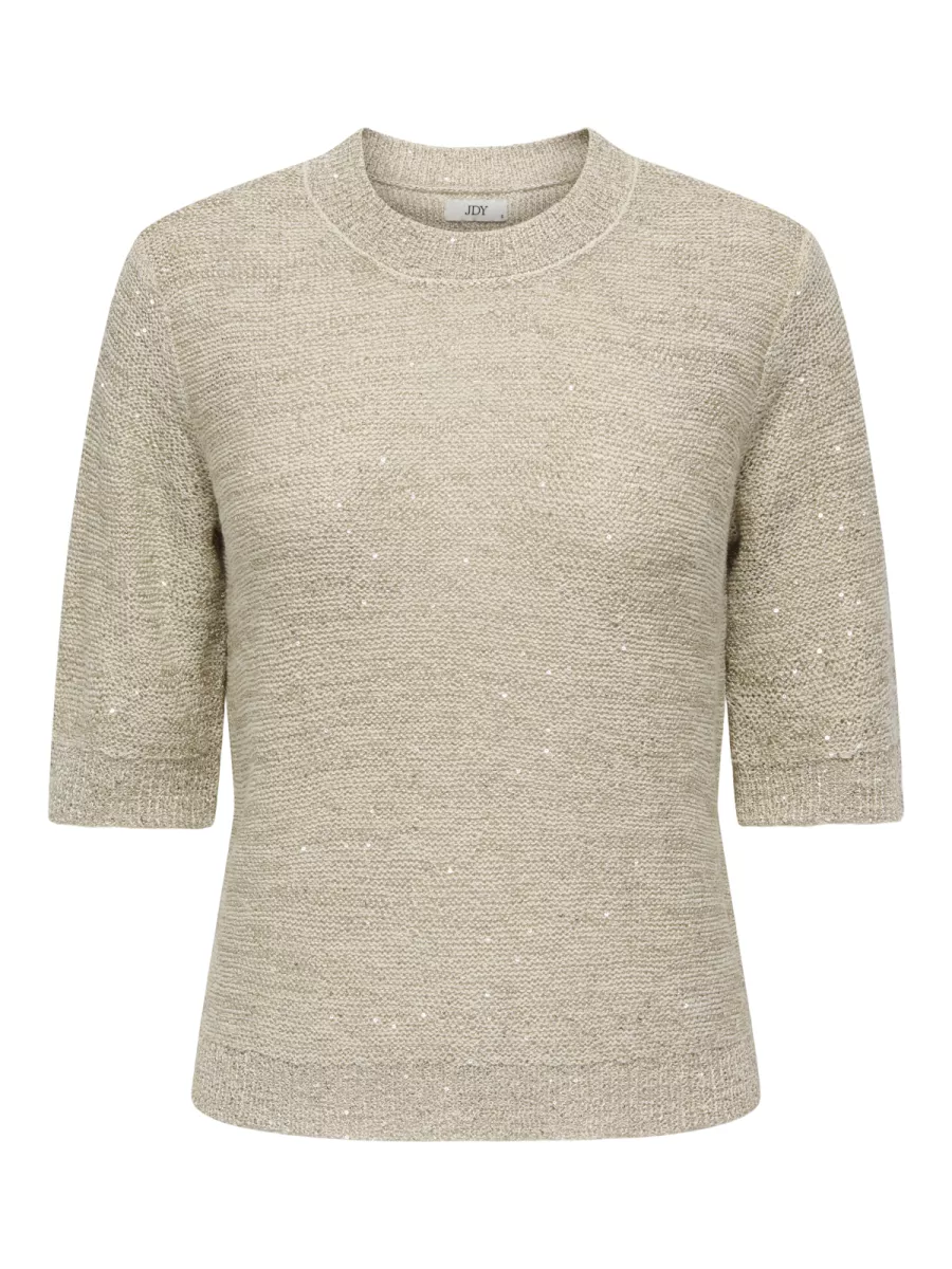 JDY-JDYMIA 2/4 O-NECK SEQUIN PULLOVER K-15366194-Fog-KIT
