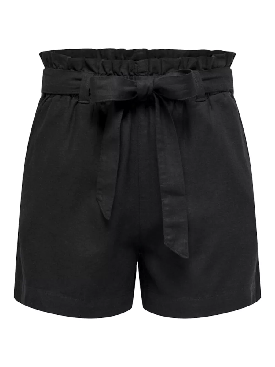 JDY-JDYSAY MW LINEN BELT SHORTS WVN NOO-15225921-Black-BLACK