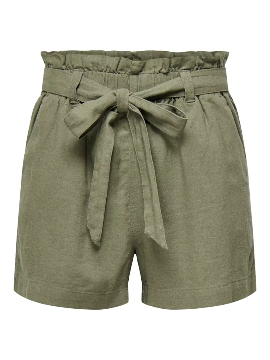 JDY-JDYSAY MW LINEN SHORTS WVN NOOS-15225921-Kalamata-GROEN