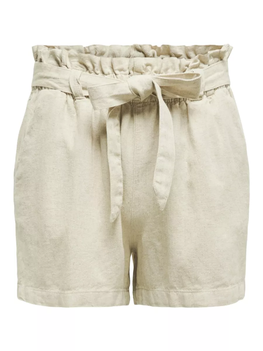 JDY-JDYSAY MW LINEN SHORTS WVN NOOS-15225921-Oatmeal-GRIJS MELEE