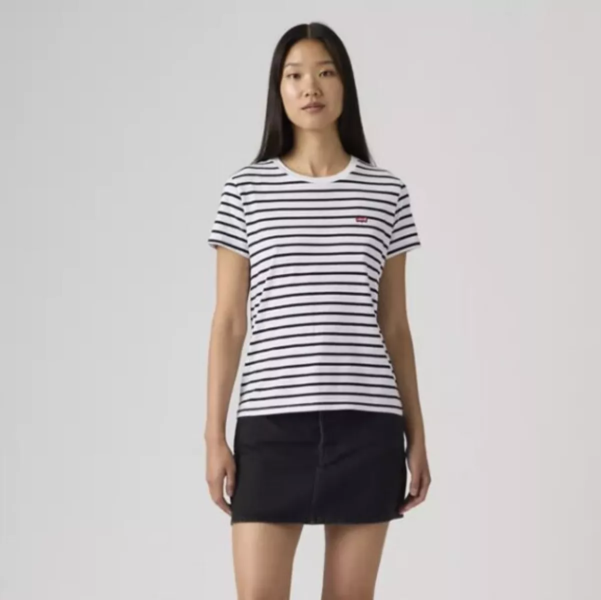 LEVI STRAUSS-Perfect Tee Emily Stripe Bright White-39185-0400-BLAUW COMBINATIE