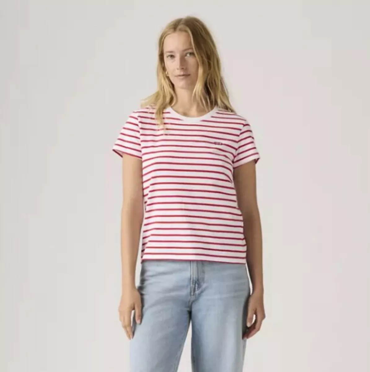 LEVI STRAUSS-Perfect Tee Emily Stripe Bright White-39185-04170-ROOD COMBINATIES