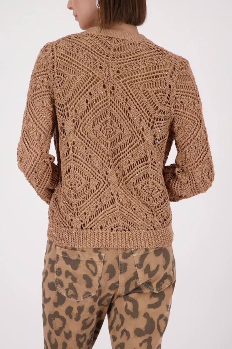 Monari-Ajour cardigan-410262-546 Biscotti-BRUIN