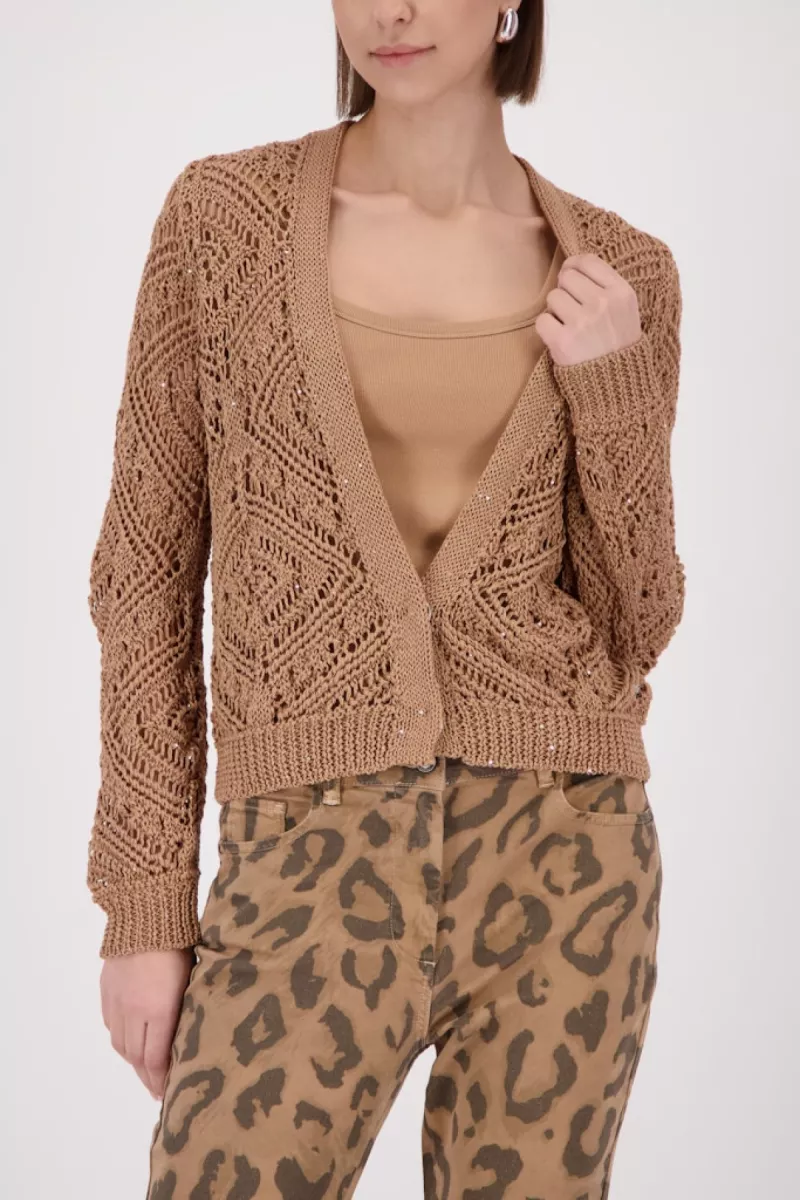 Monari-Ajour cardigan-410262-546 Biscotti-BRUIN