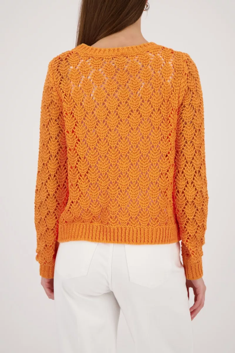 Monari-Ajour knit jumper-410392-253 Aperitif-ORANJE