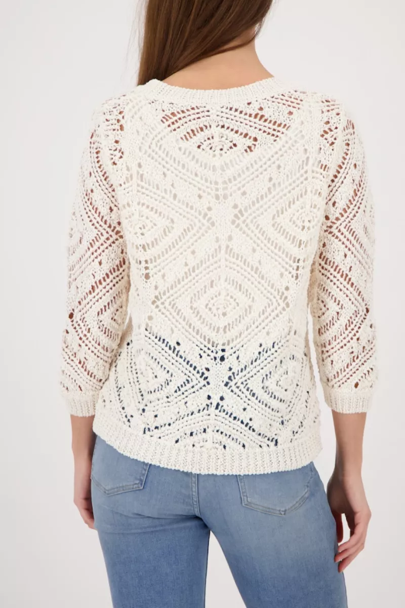 Monari-Ajour knitted jumper-410261-124 Champagne beige-BEIGE