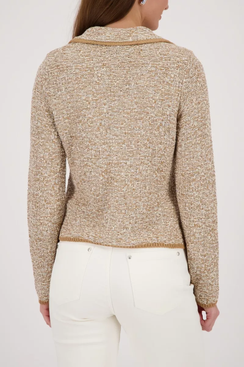 Monari-Blazer with tweed structure-410263-546 Biscotti-BRUIN